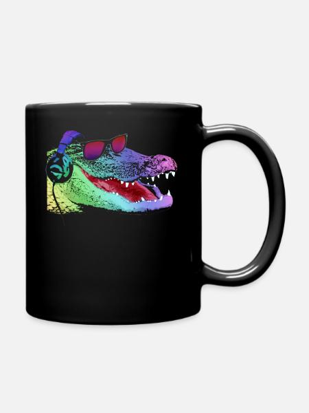 Neon DJ Alligator Rafraîchissez - Mug uni - noir