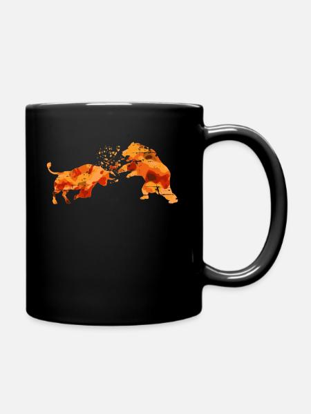 Bull vs Bear Stock Stocks Stocks - Full Colour Mug - black