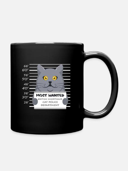 Britische Kurzhaar Katze - Tasse einfarbig - Schwarz