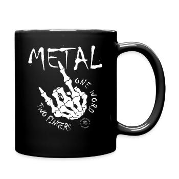 Pommesgabel Devil Horns Heavy Metal Rocker Hand - Tasse einfarbig - Schwarz - Rechts