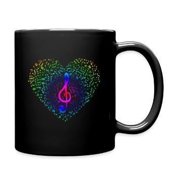 Clef note heart musician music gift - Full Colour Mug - black - Right
