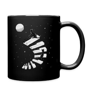 Katze Klavier Kater Piano Flügel Keyboard Geschenk - Tasse einfarbig - Schwarz - Rechts