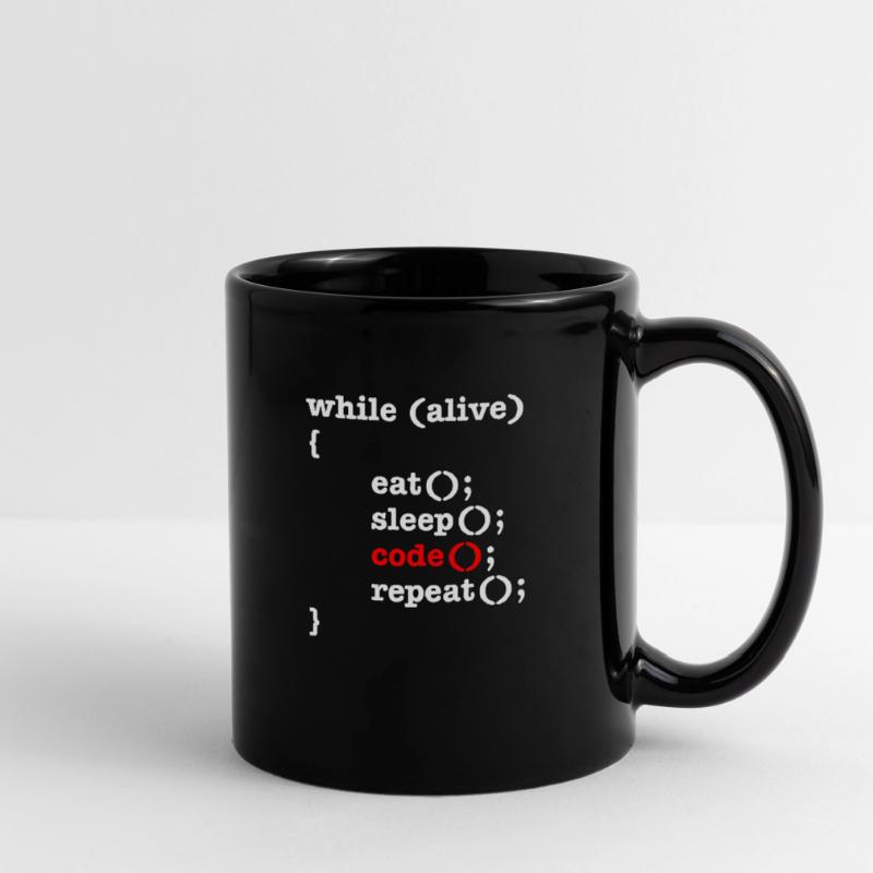 While Alive Eat Sleep Code Repeat - Informatiker Tasse einfarbig