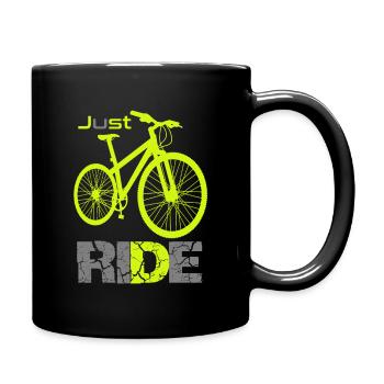 Fahrrad Logo Einfach Fahren Motto - Tasse einfarbig - Schwarz - Rechts