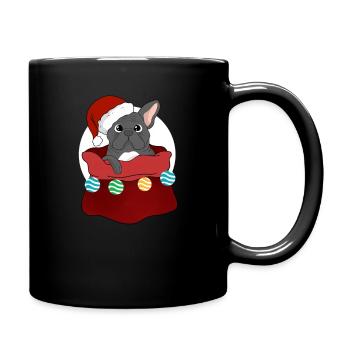 Bouledogue Français aime le cadeau de Noël - Mug uni - noir - Droite