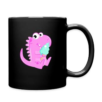Pink Dino Dinosaur Ice Cream Ice Kids Kids - Full Colour Mug - black - Right