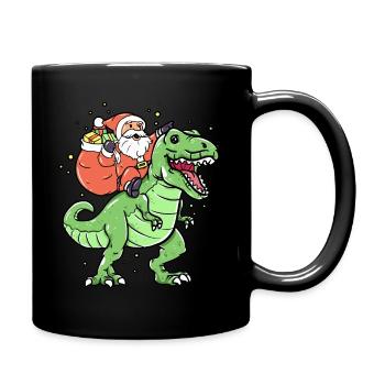 Le père Noël monte les dinosaures de Noël - Mug uni - noir - Droite