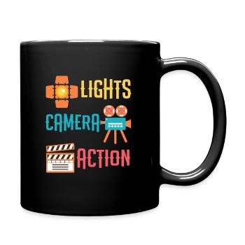 Cool Lights Camera Action Movie or Directors gift - Full Colour Mug - black - Right