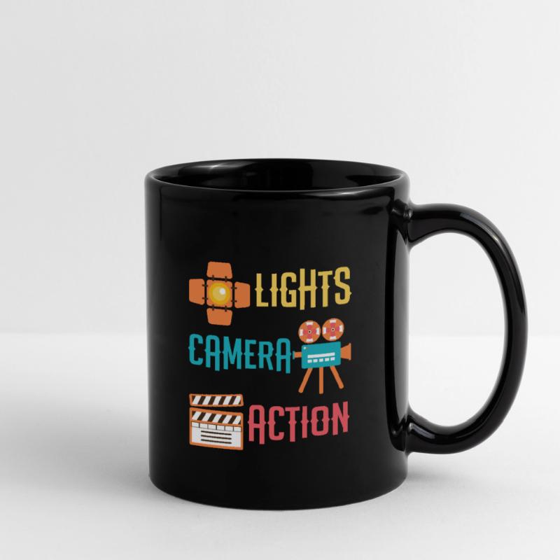 Cool Lights Camera Action Movie oder Regisseur Geschenk Tasse einfarbig