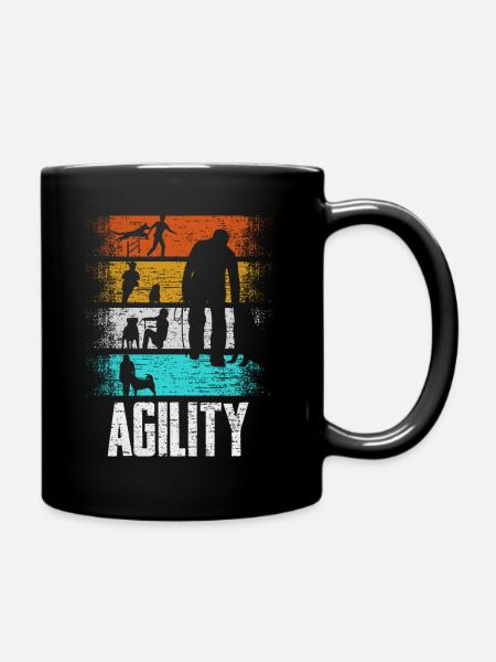 Agility Retro Hundeturnier Geschenk - Tasse einfarbig - Schwarz
