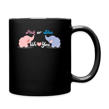 Pink or Blue - Süßes Werdende Eltern Geschenk - Tasse einfarbig - Schwarz - Rechts