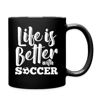 La vie est meilleure avec le football - Mug uni - noir - Droite