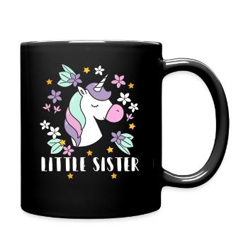 Kleine Schwester Einhorn Geschwister Tochter - Tasse einfarbig - Schwarz - Rechts