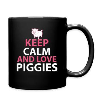 Gardez le calme et aimez les porcs t-shirt - Mug uni - noir - Droite