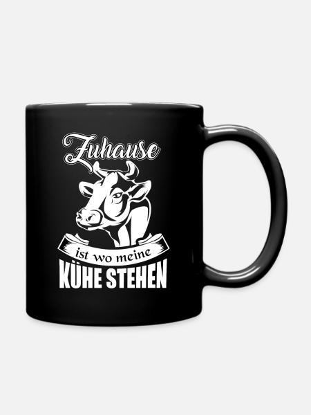 Landwirt, Zuhause ist wo meine Kühe stehen, Kuh - Tasse einfarbig - Schwarz