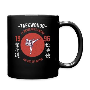 Taekwondo Karate Aikido Kickboxen Kickboxer Shirt - Tasse einfarbig - Schwarz - Rechts