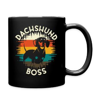 Dachshund Boss Hund Vierbeiner - Tasse einfarbig - Schwarz - Rechts