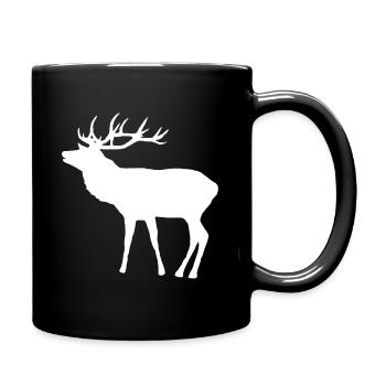 gros cerf avec bois, chevreuil, chasse, forêt - Mug uni - noir - Droite