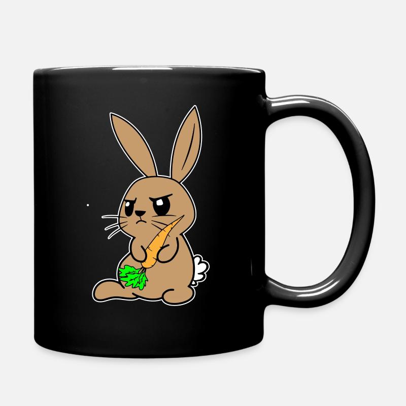 Rabbit with carrot - Full Colour Mug - black