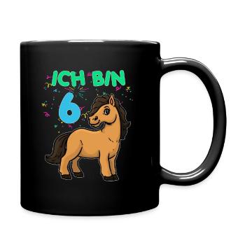 6 Jahre alt Pony Geburtstag - Tasse einfarbig - Schwarz - Rechts