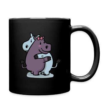 Hippo lovers Hippo love - Full Colour Mug - black - Right