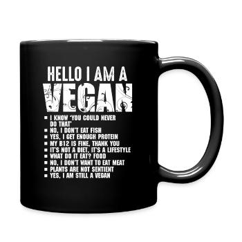 Funny Pro Vegan Activism Gymnastics Athlete Vegan - Full Colour Mug - black - Right