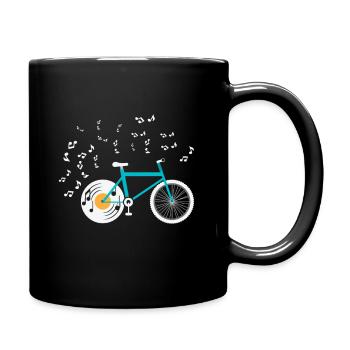 Fahrrad Vinyl Plattenspieler Bike Musik Noten - Tasse einfarbig - Schwarz - Rechts