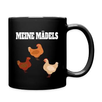 Huhn Lustig Spruch Geschenkidee Bauer Hühner - Tasse einfarbig - Schwarz - Rechts
