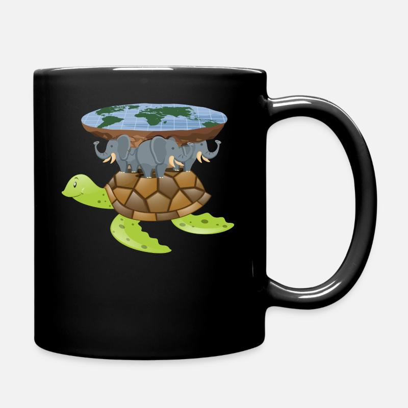 Flat Earth Turtle Scheibe Welt Geschenk Design Idee - Tasse einfarbig - Schwarz
