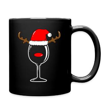 Verre à vin renne noël - Mug uni - noir - Droite