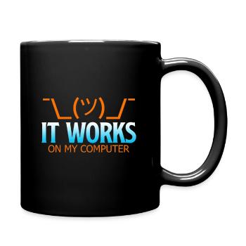 It works on my computer - Funny Developer Shirt - Full Colour Mug - black - Right