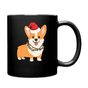 Christmas Pembroke Welsh Corgi - Full Colour Mug - black - Right