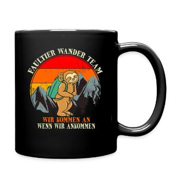 Vintage Faultier Wander Team Retro Sloth Geschenk - Tasse einfarbig - Schwarz - Rechts