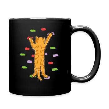Climbing cat bouldering rock climber gift - Full Colour Mug - black - Right