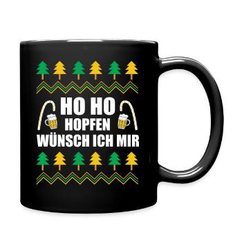 HO HO Hopfen Bier Weihnachtsdesign - Tasse einfarbig - Schwarz - Rechts