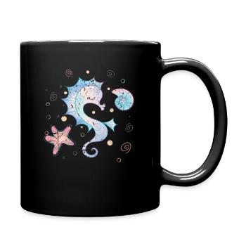 sea horse - Full Colour Mug - black - Right