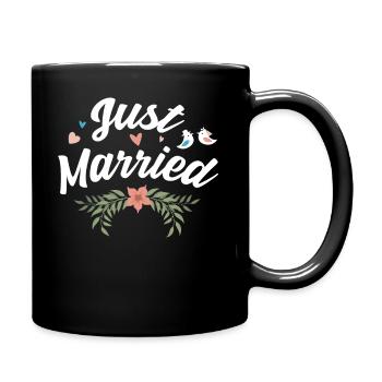 Just Married Newlywed Gift Design Married Life - Full Colour Mug - black - Right