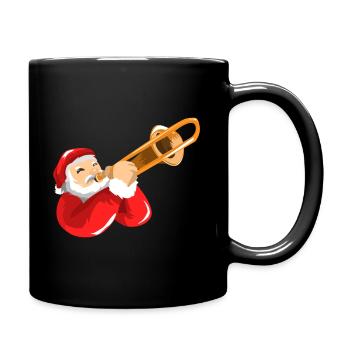 Posaune Weihnachtsmann - Tasse einfarbig - Schwarz - Rechts