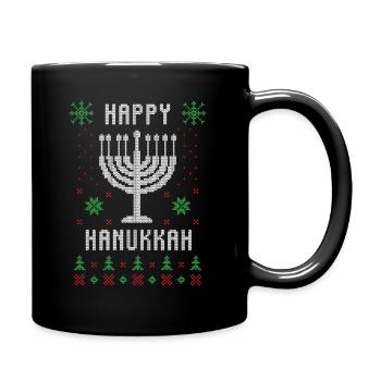 Happy hanukkah ugly christmas - Tasse einfarbig - Schwarz - Rechts