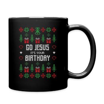 jesus ugly christmas sweater - Full Colour Mug - black - Right