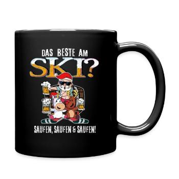 Das Beste am Ski? Saufen! Team Shirt - Tasse einfarbig - Schwarz - Rechts