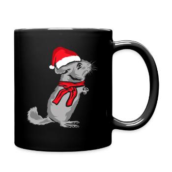 Chinchilla Weihnachten - Tasse einfarbig - Schwarz - Rechts