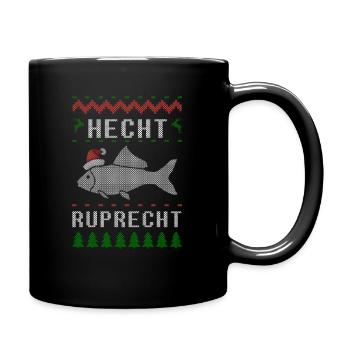Angeln Weihnachten Angler Fischer - Tasse einfarbig - Schwarz - Rechts