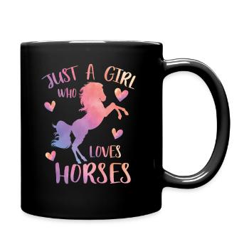 Nur ein Mädchen, das Pferde liebt - Tasse einfarbig - Schwarz - Rechts