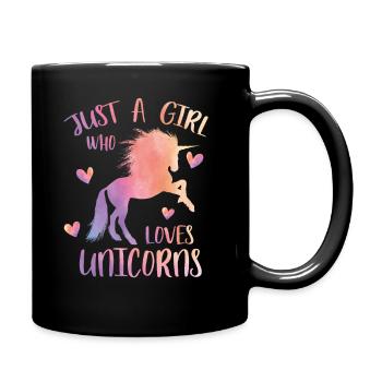 Nur ein Mädchen, das Einhörner liebt - Tasse einfarbig - Schwarz - Rechts