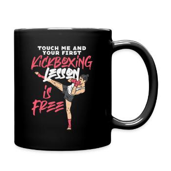 Lustiges Kickboxen Kickboxer Boxen Geschenk - Tasse einfarbig - Schwarz - Rechts