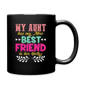 Cousin Tante Schwanger bester Freund im Bauch - Tasse einfarbig - Schwarz - Rechts