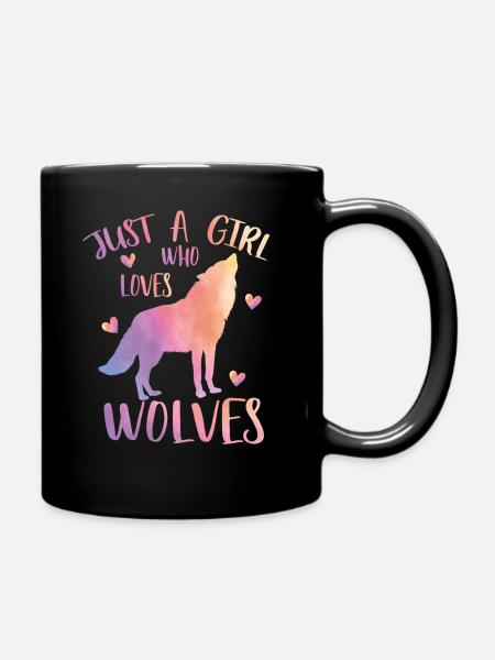 Just a girl who loves wolves - Full Colour Mug - black