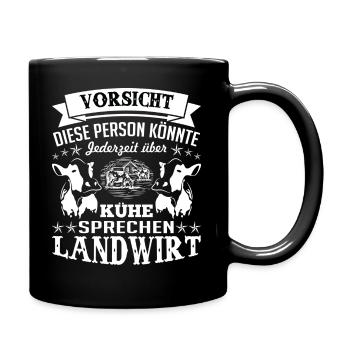 Landwirt SHIRT - Vorsicht Kühe Geschenk - Tasse einfarbig - Schwarz - Rechts