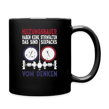 Heizungsbauer Sixpack vom Denken Installateur - Tasse einfarbig - Schwarz - Rechts